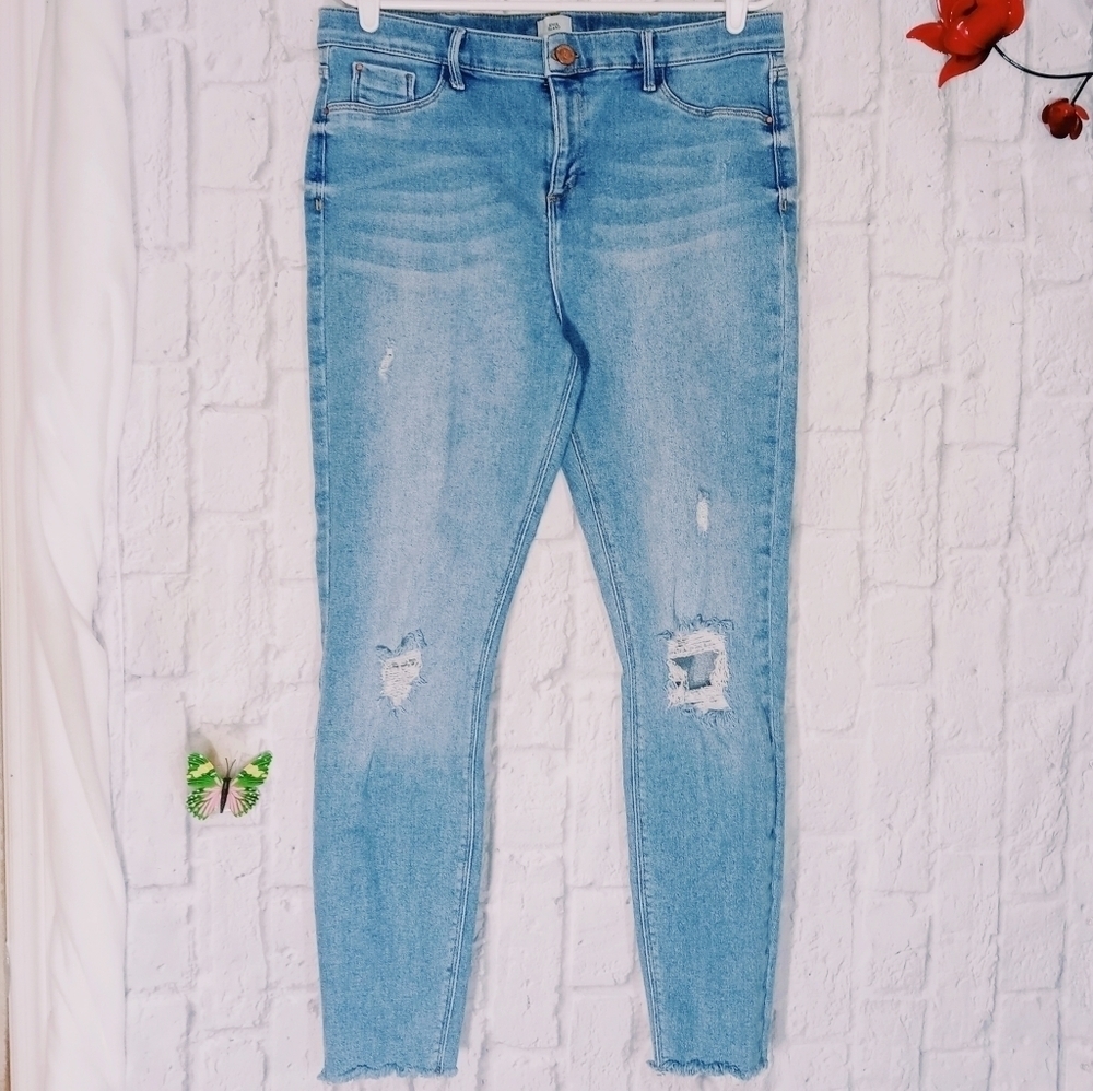 River Island Molly Distress Frayed Hem Denim Jeans
